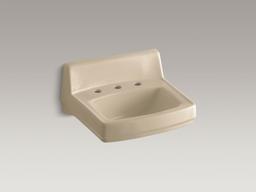 Kohler GreenwichE 20-3/4'' x 18-1/4'' wall-mount/concealed arm carrier bathroom sink with widespread faucet holes - Biscuit - image 3