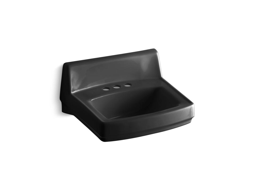 Kohler GreenwichE 20-3/4'' x 18-1/4'' wall-mount/concealed arm carrier bathroom sink with 4'' centerset faucet holes - Black by Kohler