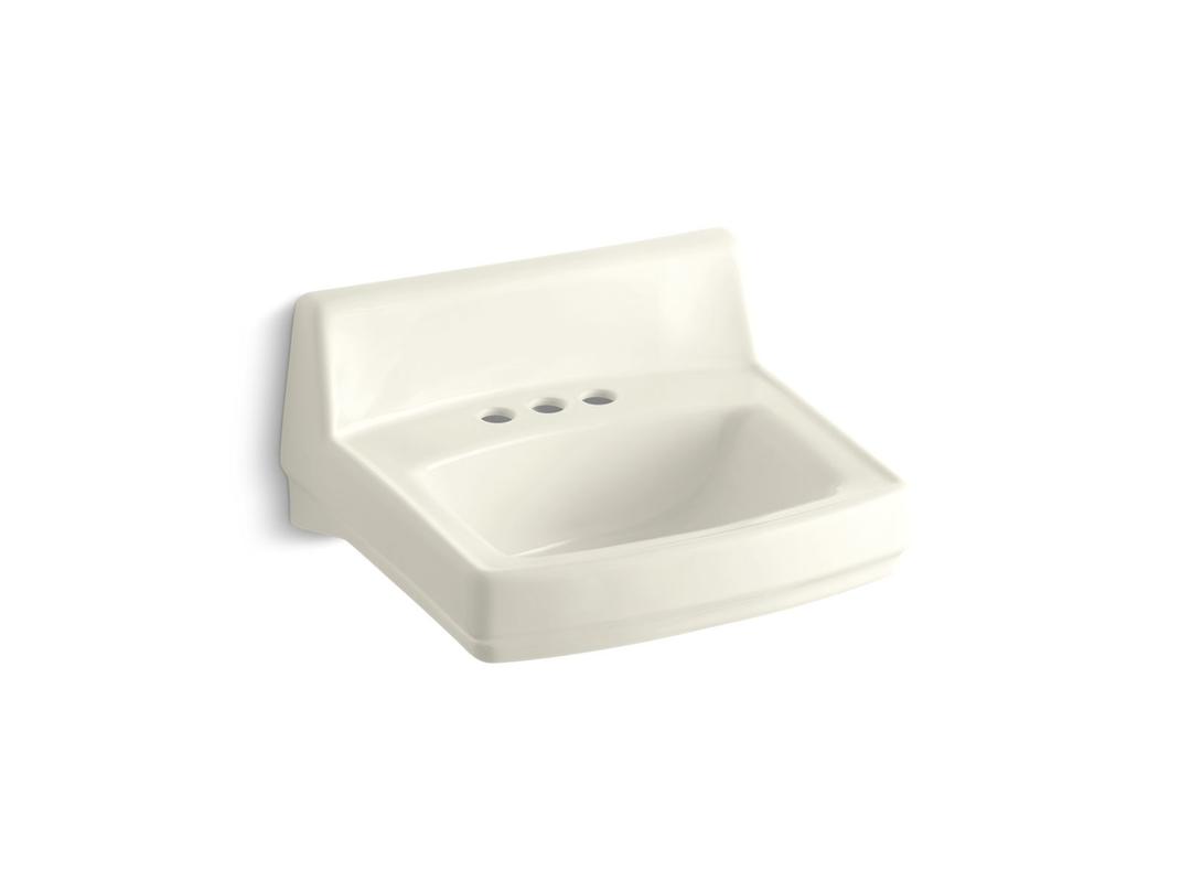 Kohler GreenwichE 20-3/4'' x 18-1/4'' wall-mount/concealed arm carrier bathroom sink with 4'' centerset faucet holes - Biscuit by Kohler