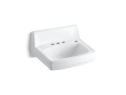 Kohler GreenwichE 20-3/4'' x 18-1/4'' wall-mount/concealed arm carrier bathroom sink with 4'' centerset faucet holes, no overflow and right-hand soap dispenser hole - White - image 1