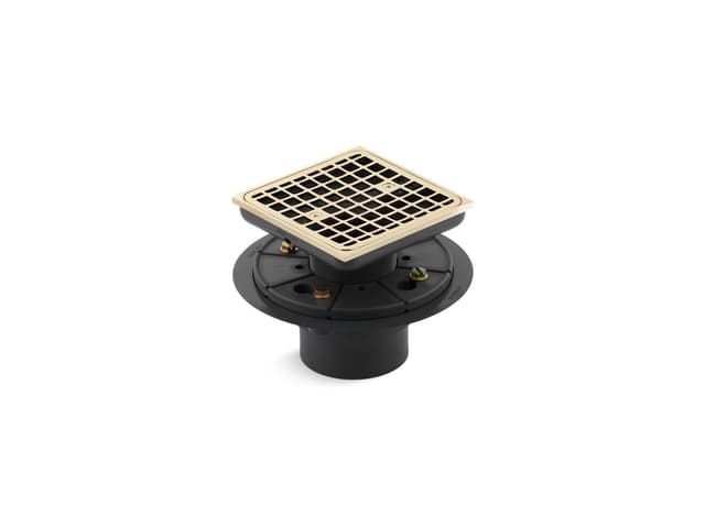 Kohler Clearflo Square design tile-in shower drain - Vibrant French Gold