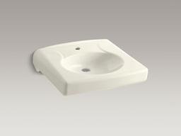 BrenhamE Wall-mount or concealed carrier arm mount commercial bathroom sink with single faucet hole and no overflow - White - image 4