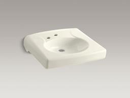 BrenhamE Wall-mount or concealed carrier arm mount commercial bathroom sink with single faucet hole, no overflow and left-hand soap dispenser hole - White - image 4