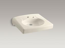 BrenhamE Wall-mount or concealed carrier arm mount commercial bathroom sink with single faucet hole, no overflow and right-hand soap dispenser hole - White - image 2