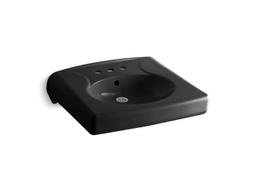 BrenhamE Wall-mount or concealed carrier arm mount commercial bathroom sink with 4'' centerset faucet holes - Black - image 1