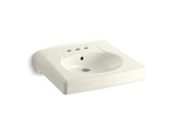 BrenhamE Wall-mount or concealed carrier arm mount commercial bathroom sink with 4'' centerset faucet holes - White - image 3