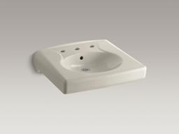 BrenhamE Wall-mount or concealed carrier arm mount commercial bathroom sink with widespread faucet holes - White - image 4