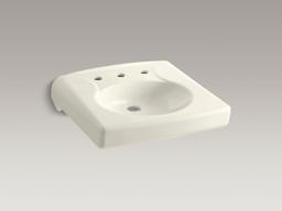 BrenhamE Wall-mount or concealed carrier arm mount commercial bathroom sink with widespread faucet holes and no overflow - White - image 4