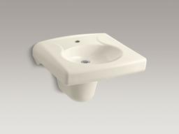 BrenhamE Wall-mount or concealed carrier arm mount commercial bathroom sink with single faucet hole and shroud - White - image 2