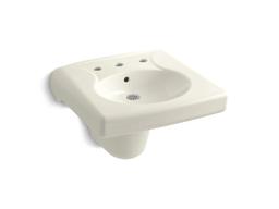 BrenhamE Wall-mount or concealed carrier arm mount commercial bathroom sink with widespread faucet holes and shroud - White - image 3