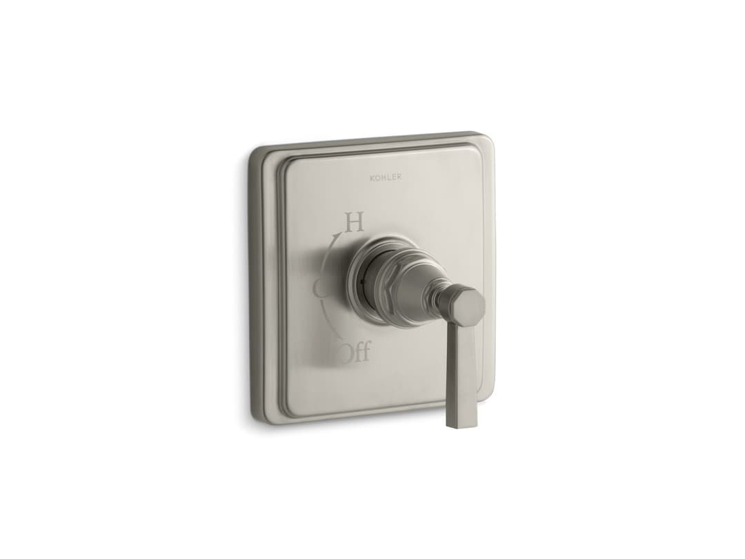 Kohler Pinstripe Pure Rite-Temp valve trim with lever handle - Vibrant Brushed Nickel by Kohler