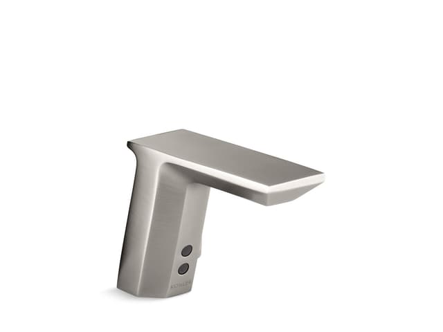 Kohler Geometric Touchless single-hole lavatory faucet with InsightE sensor technology and temperature mixer, HES-powered, 0.5 gpm - Vibrant Stainless