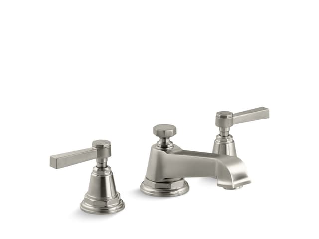 Kohler Pinstripe Widespread bathroom sink faucet with Lever handles, 1.2 gpm - Vibrant Brushed Nickel