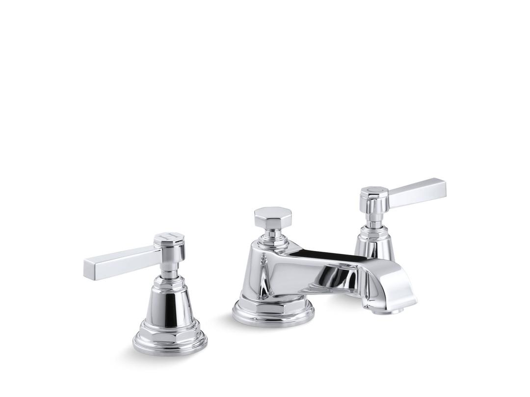 Kohler Pinstripe Widespread bathroom sink faucet with Lever handles, 1.2 gpm - Polished Chrome by Kohler