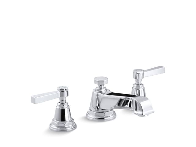Kohler Pinstripe Widespread bathroom sink faucet with Lever handles, 1.2 gpm - Polished Chrome
