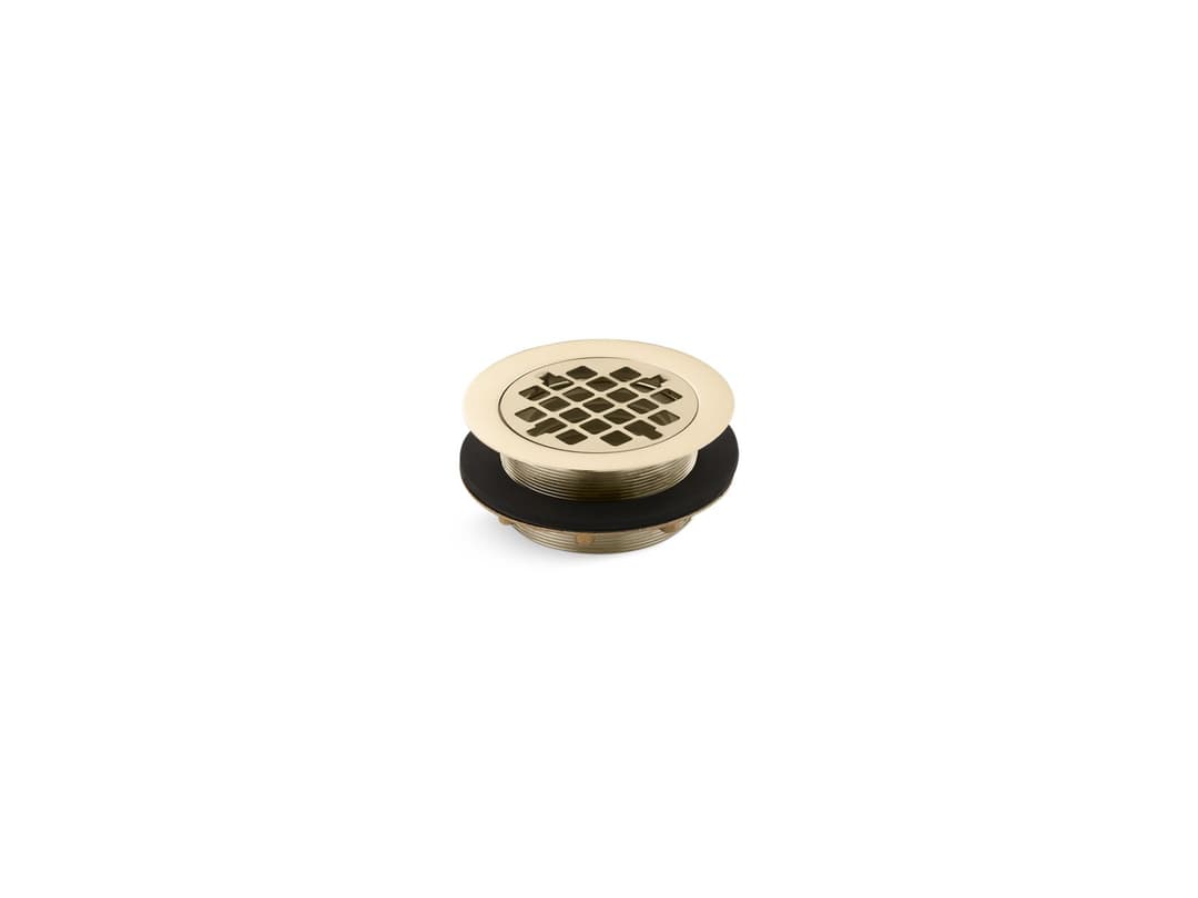 Kohler Round shower drain for use with plastic pipe, gasket included - Vibrant French Gold by Kohler