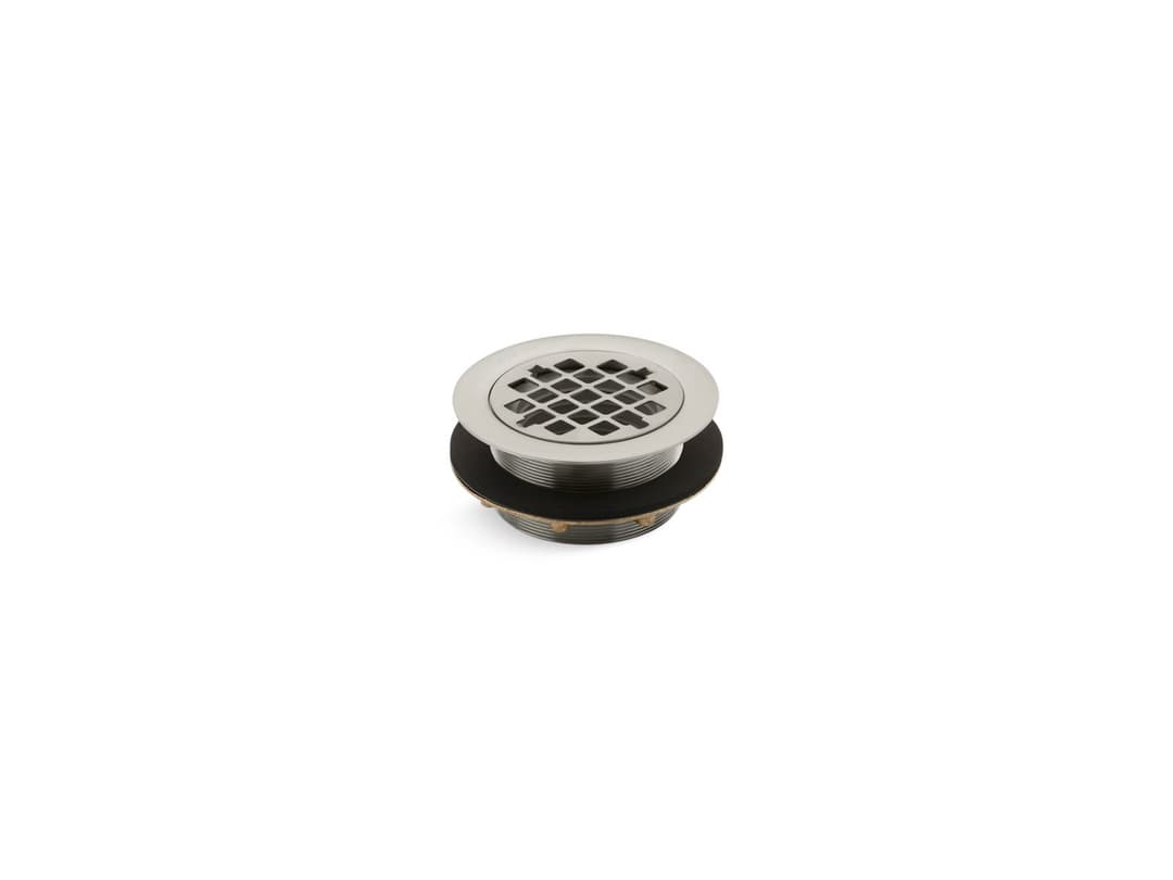 Kohler Round shower drain for use with plastic pipe, gasket included - Vibrant Brushed Nickel by Kohler
