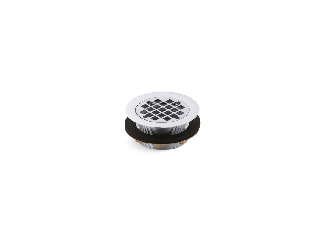 Kohler Round shower drain for use with plastic pipe, gasket included - Polished Chrome by Kohler
