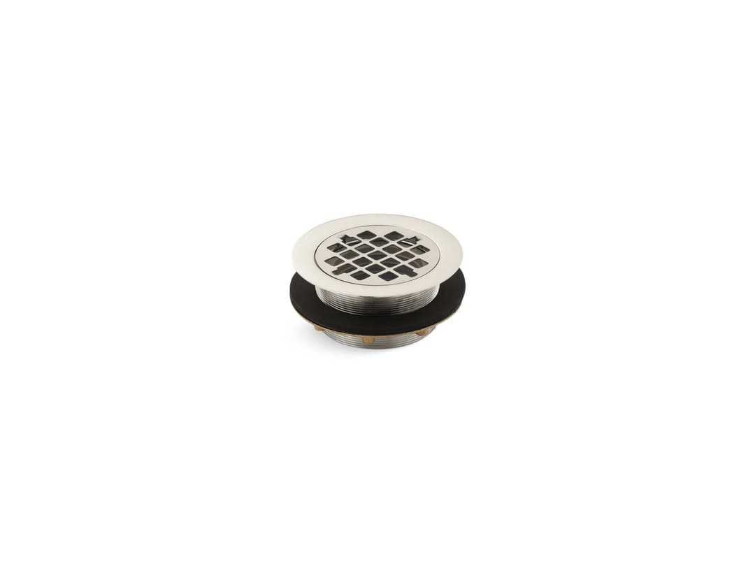 Kohler Round shower drain for use with plastic pipe, gasket included - Vibrant Polished Nickel by Kohler