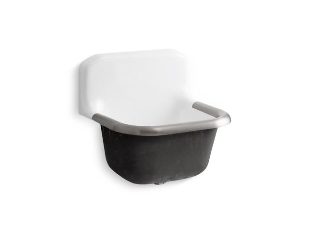 BannonE 24'' x 20-1/4'' wall-mount or P-trap mount service sink with rim guard and blank back - White