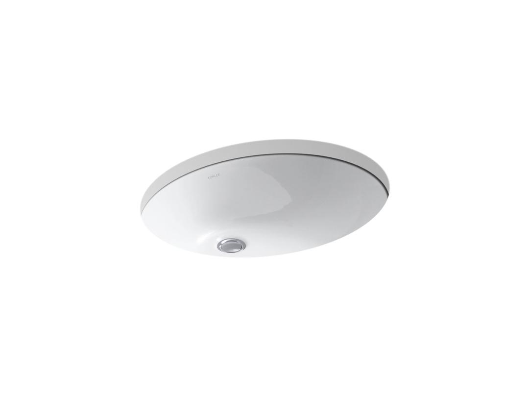 Caxton 21-1/4'' oval undermount bathroom sink with glazed underside, no overflow - White by Kohler