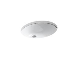 Caxton 21-1/4'' oval undermount bathroom sink with glazed underside, no overflow - White - image 1