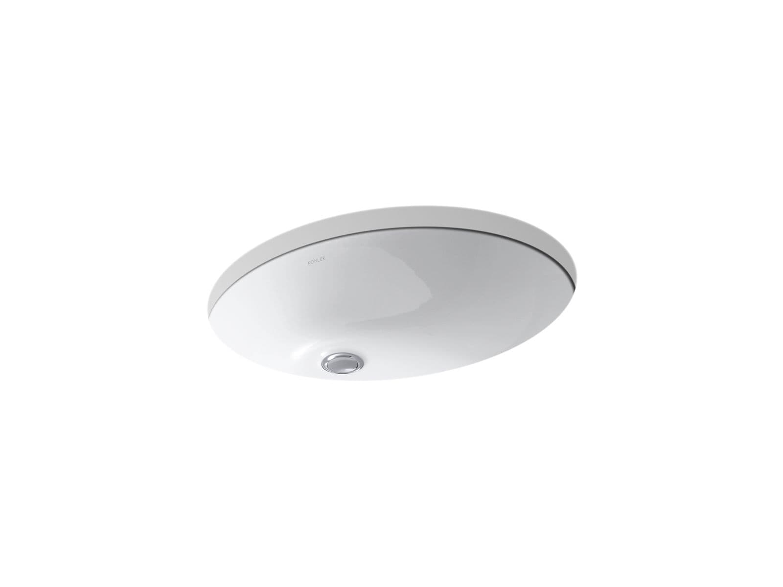 Kohler Caxton 21-1/4'' oval undermount bathroom sink with glazed underside, no overflow - White by Kohler