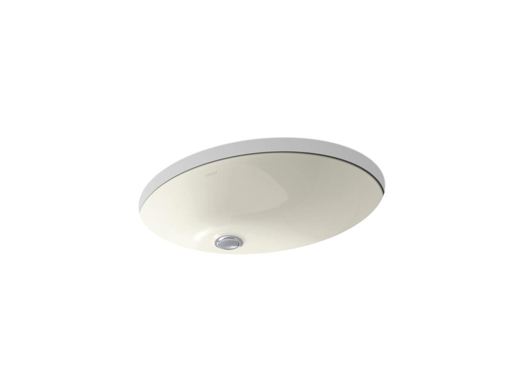 Caxton 21-1/4'' oval undermount bathroom sink with glazed underside, no overflow - Biscuit by Kohler