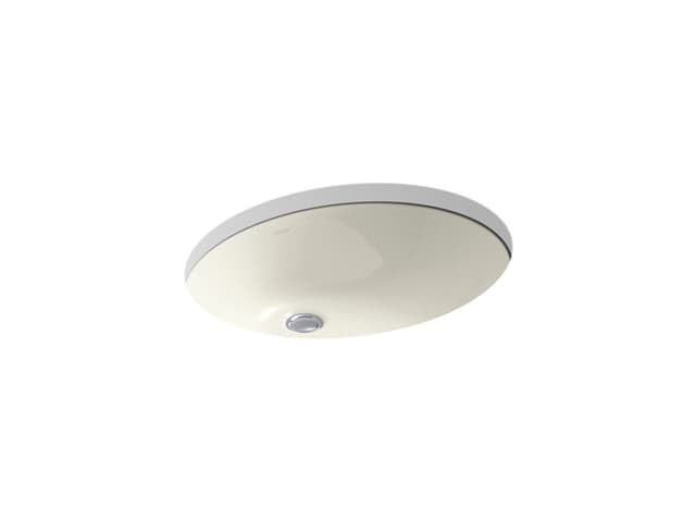 Kohler Caxton 21-1/4'' oval undermount bathroom sink with glazed underside, no overflow - Biscuit