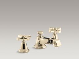 Kohler Pinstripe Pure Widespread bathroom sink faucet with Cross handles, 1.2 gpm - Vibrant Brushed Nickel - image 3