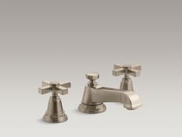 Kohler Pinstripe Pure Widespread bathroom sink faucet with Cross handles, 1.2 gpm - Vibrant Brushed Nickel - image 4