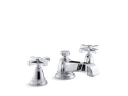 Kohler Pinstripe Pure Widespread bathroom sink faucet with Cross handles, 1.2 gpm - Vibrant Brushed Nickel - image 2