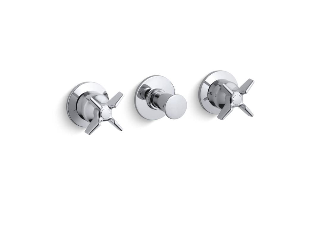 Kohler Triton Wall-mount valve trim with push button diverter and cross handles, requires valve - Polished Chrome by Kohler