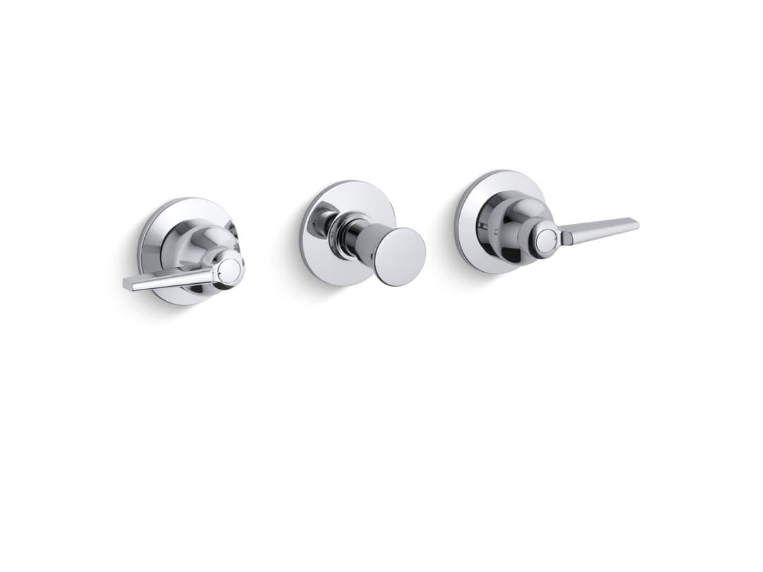 Kohler Triton Wall-mount valve trim with push button diverter and lever handles, requires valve - Polished Chrome by Kohler