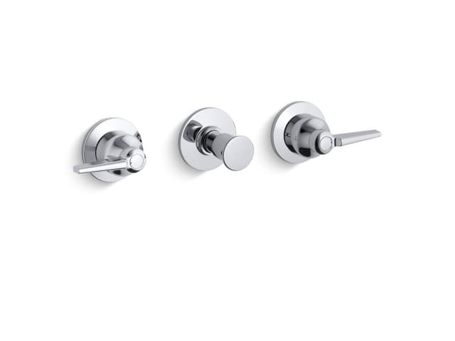 Kohler Triton Wall-mount valve trim with push button diverter and lever handles, requires valve - Polished Chrome