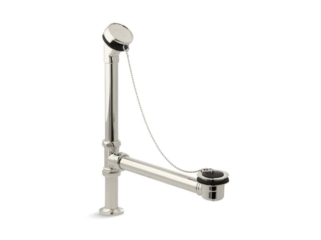 Kohler AntiqueE Bath drain, chain and rubber stopper - Vibrant Polished Nickel