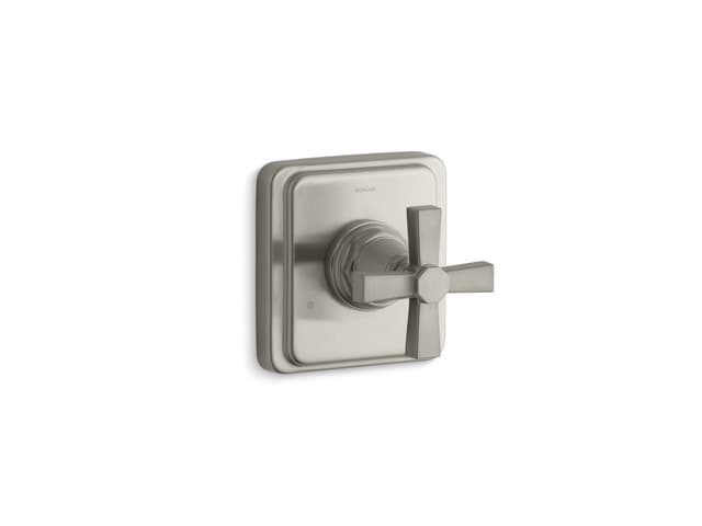 Kohler Pinstripe Pure MasterShower transfer valve trim cross handle - Vibrant Brushed Nickel