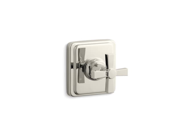 Kohler Pinstripe Pure MasterShower transfer valve trim cross handle - Vibrant Polished Nickel