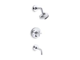 Kohler Purist Rite-Temp bath and shower trim kit with push-button diverter and cross handle, 2.5 gpm - Polished Chrome - image 1
