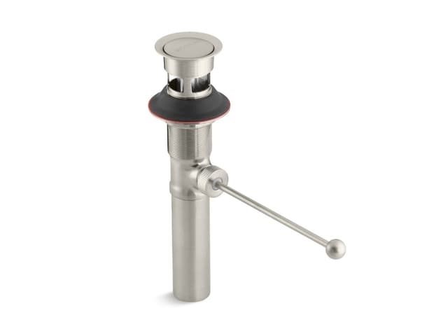 Kohler Premier pop-up drain, exposed, with overflow - Vibrant Brushed Nickel
