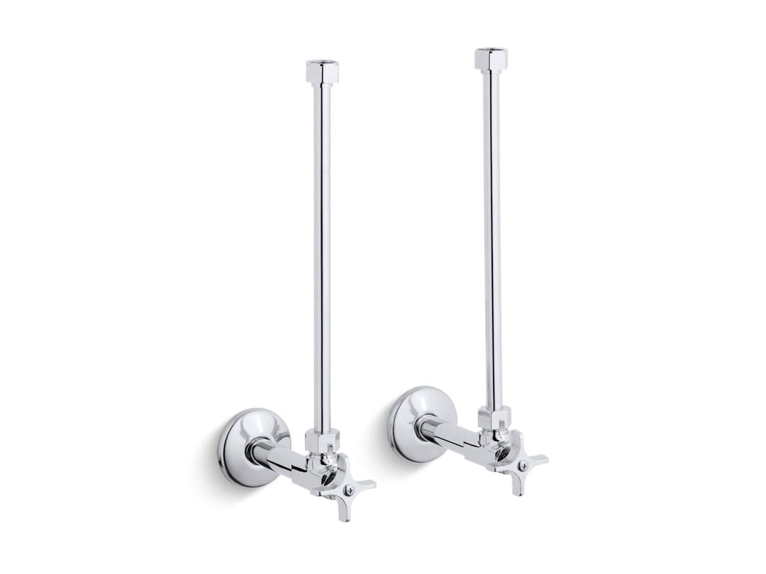 Kohler Pair 1/2'' NPT angle supplies with stop, cross handle and annealed vertical tube - Polished Chrome by Kohler