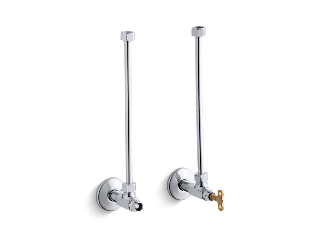Kohler Pair 1/2'' NPT angle supplies with loose-key stop and annealed vertical tube - Polished Chrome by Kohler