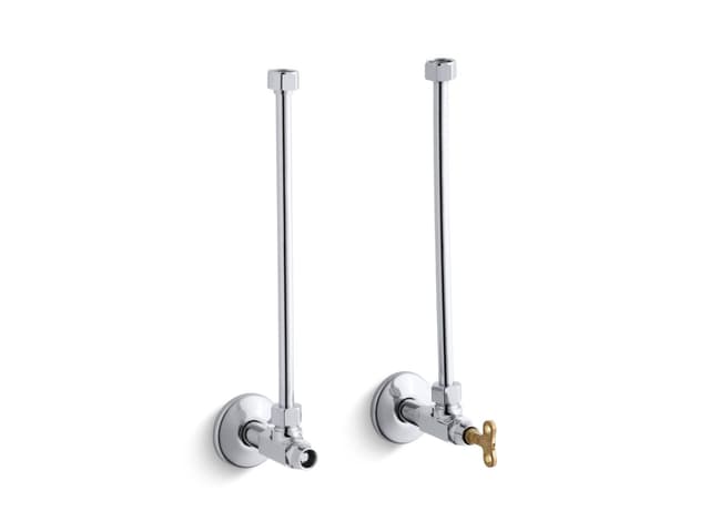 Kohler Pair 1/2'' NPT angle supplies with loose-key stop and annealed vertical tube - Polished Chrome
