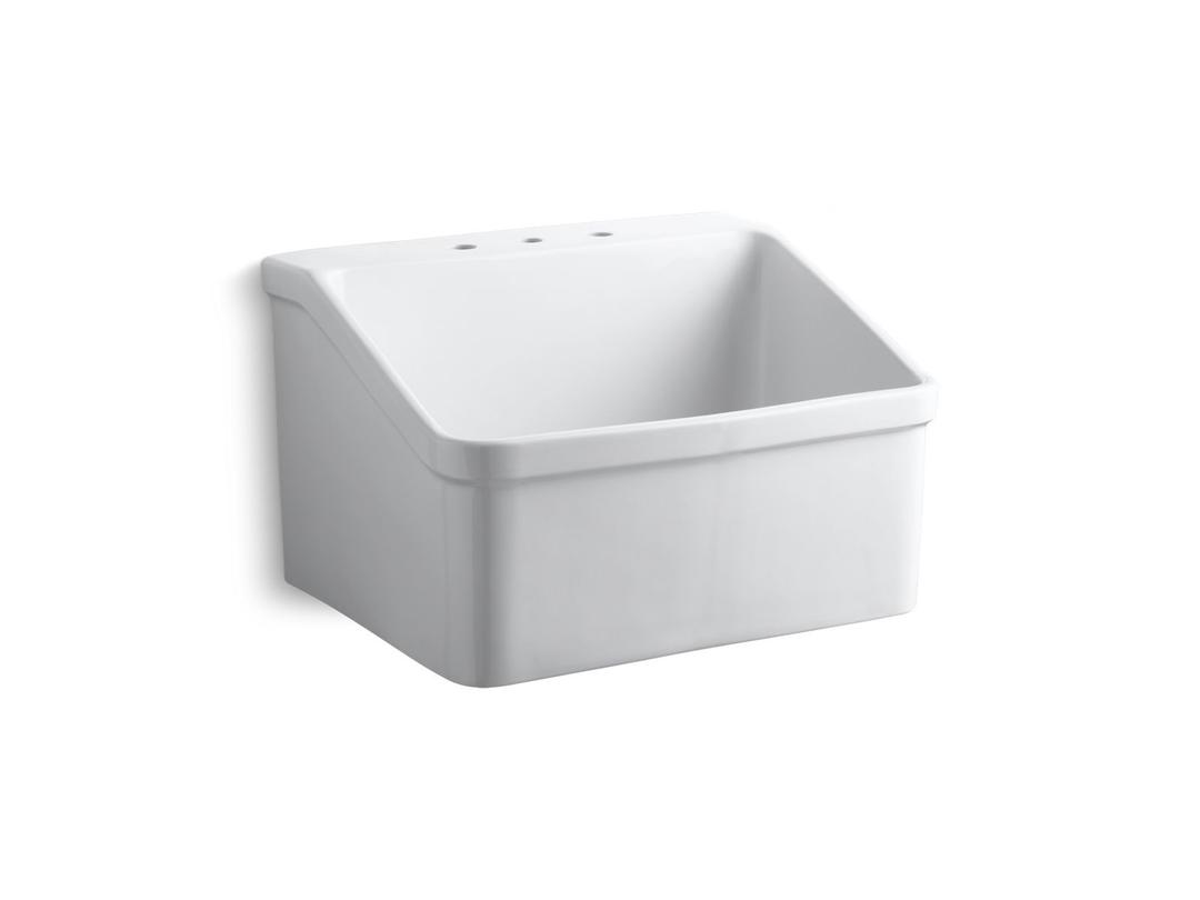 Kohler HollisterE 28'' x 22'' bracket-mount utility sink with 8'' widespread faucet holes - White by Kohler