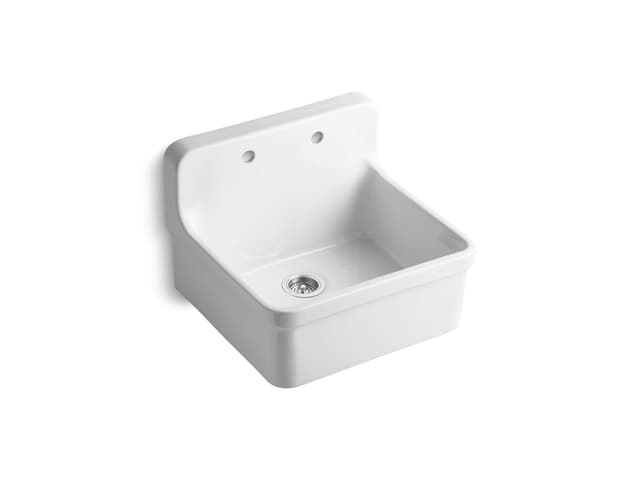 Kohler GilfordE 24'' top-/wall-mount single-bowl farmhouse kitchen sink - White