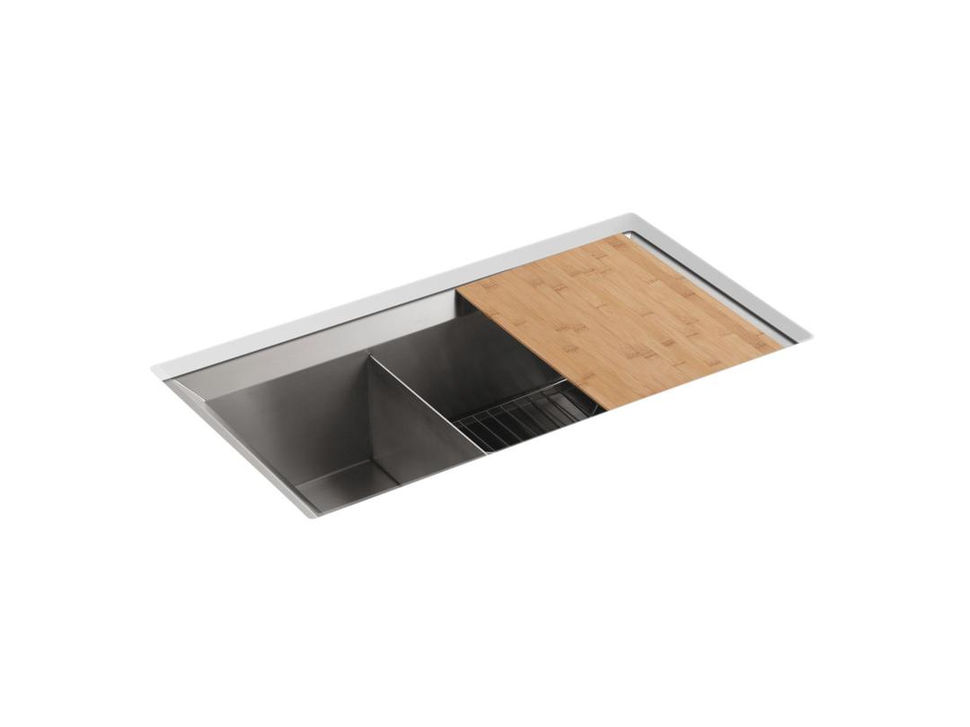 Kohler Poise 33'' undermount double-bowl kitchen sink - Stainless Steel by Kohler