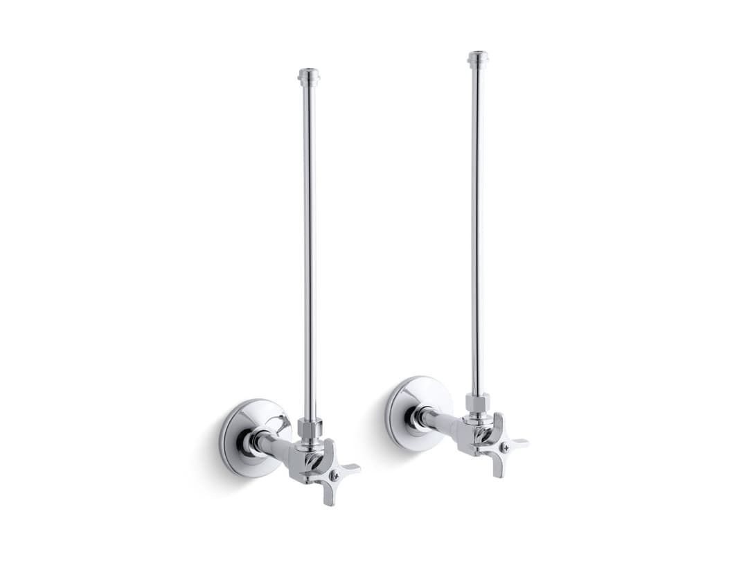 Kohler Pair 3/8'' NPT angle supplies with stop, cross handle and annealed vertical tube - Polished Chrome by Kohler
