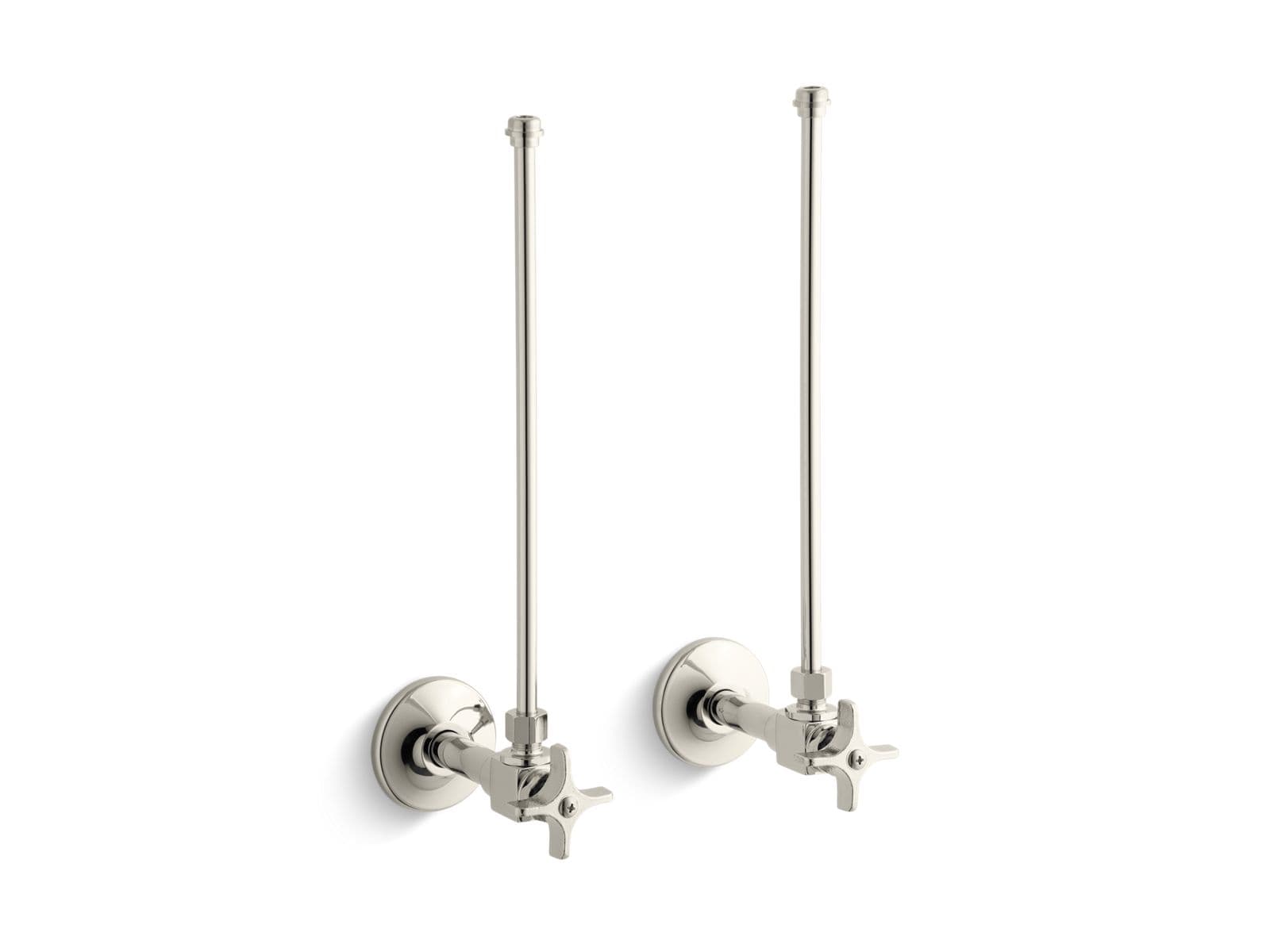 Kohler Pair 3/8'' NPT angle supplies with stop, cross handle and annealed vertical tube - Vibrant Polished Nickel by Kohler