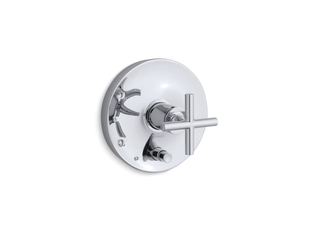 Kohler Purist Rite-Temp valve trim with push-button diverter and cross handle - Polished Chrome by Kohler