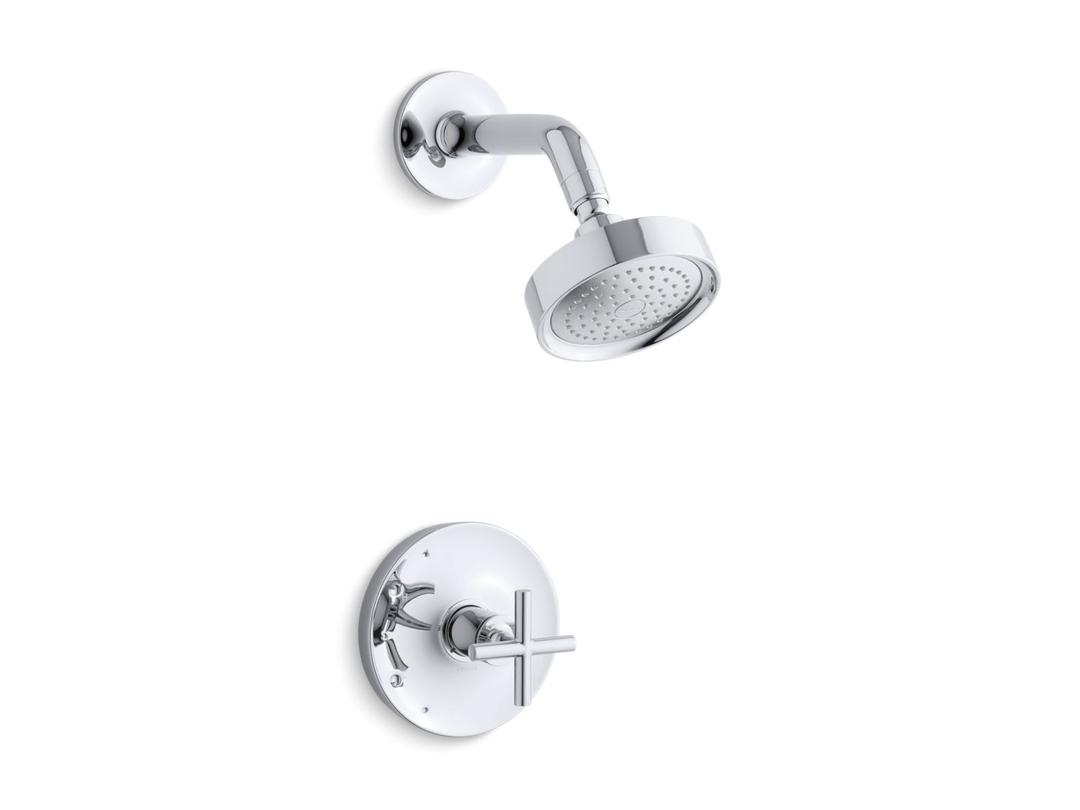 Kohler Purist Rite-Temp shower trim kit with cross handle, 2.5 gpm - Polished Chrome by Kohler